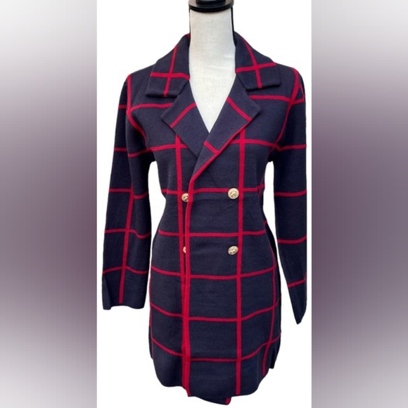 ANNE KLEIN MIDNIGHT AND FIRE RED SWEATER - Picture 1 of 6